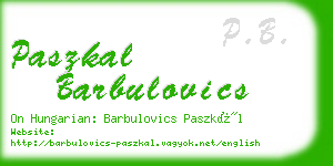 paszkal barbulovics business card